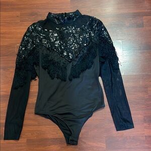 Banjul Black Sequin Fringe Bodysuit